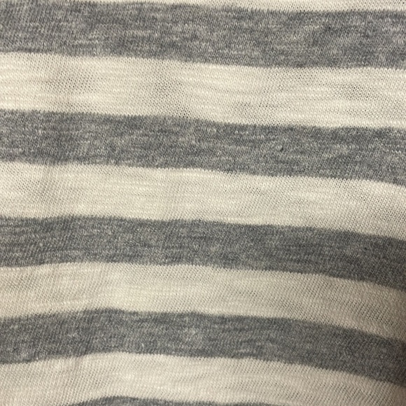 Talbots black cream gray stripe long sleeve soft knit tee shirt top, M, zipper - Picture 5 of 9